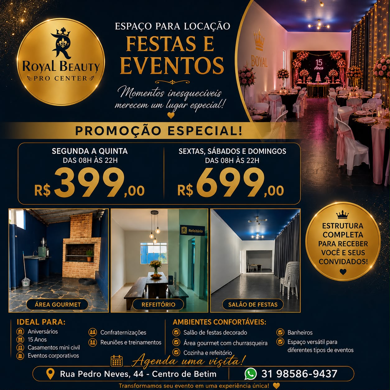 Espaço para Locação - Festas e Eventos Royal Beauty